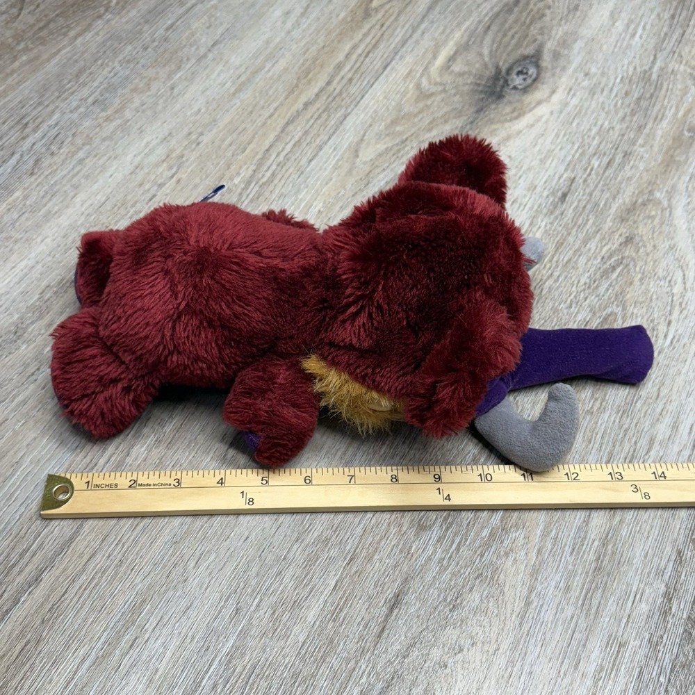 Vintage Carousel Guy 1986 Caveman Elephant Mammoth Plush Toy Burgundy Purple - Picture 7 of 9